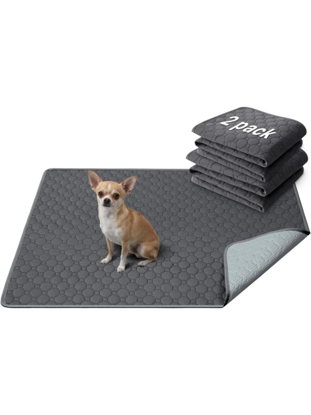Super Absorbent Washable Dog Pee Pads - 2 Pack, Waterproof Quilted Training